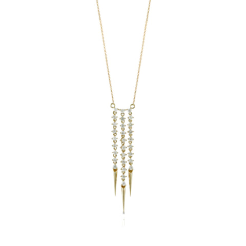 Fashion 18K Yellow Gold Diamond Multi Drop Necklace