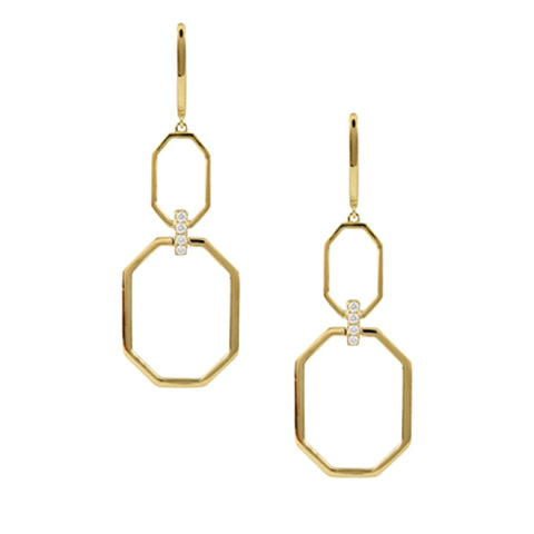 Fibonacci 18K Yellow Gold Diamond Earring