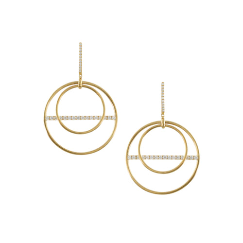 Doves Jewelry - Fibonacci 18K Yellow Gold Diamond Touch Stain Finish Drop Earrings | Manfredi Jewels