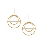 Doves Jewelry - Fibonacci 18K Yellow Gold Diamond Touch Stain Finish Drop Earrings | Manfredi Jewels