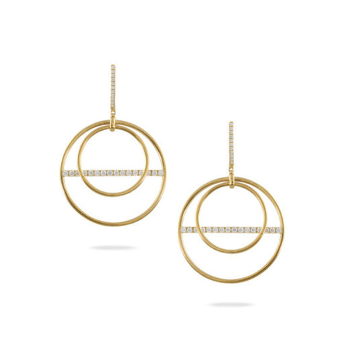 Doves Jewelry - Fibonacci 18K Yellow Gold Diamond Touch Stain Finish Drop Earrings | Manfredi Jewels