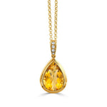 Doves Jewelry - Limoncello 18K Yellow Gold Citrine Diamond Pendant With Rolo Chain Necklace | Manfredi Jewels