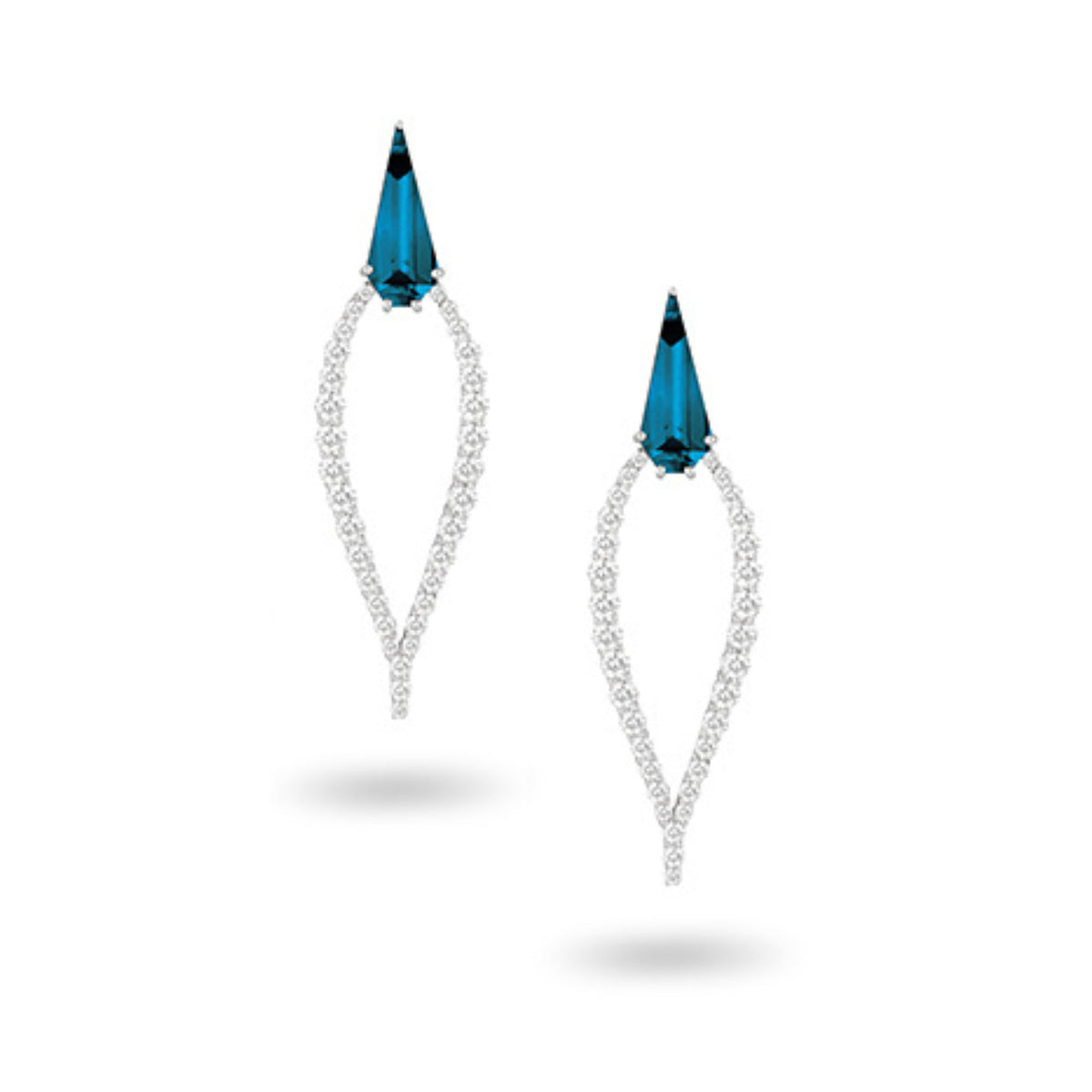 Doves Jewelry - London Blue 18K White Gold Topaz Diamond Pavé Pendant Earrings | Manfredi Jewels
