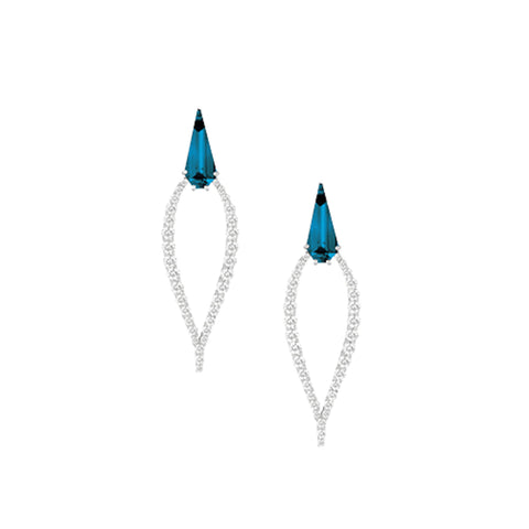 London Blue 18K White Gold Topaz Diamond Pavé Pendant Earrings