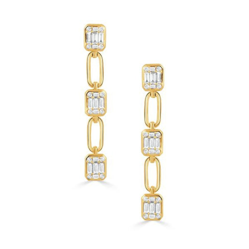 Doves Jewelry - Mondrian 18K Yellow Gold Diamond Drop Earrings | Manfredi Jewels