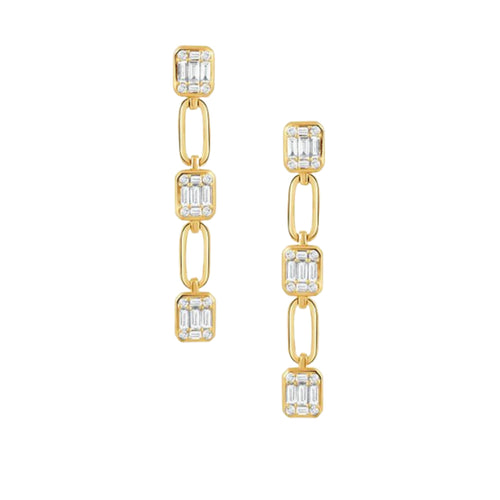 Doves Jewelry - Mondrian 18K Yellow Gold Diamond Drop Earrings | Manfredi Jewels