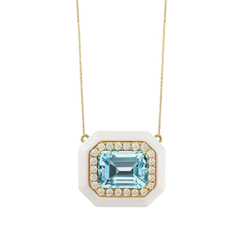 Doves Jewelry - Mykonos 18K Yellow Gold Topaz Agate & Diamond Necklace | Manfredi Jewels