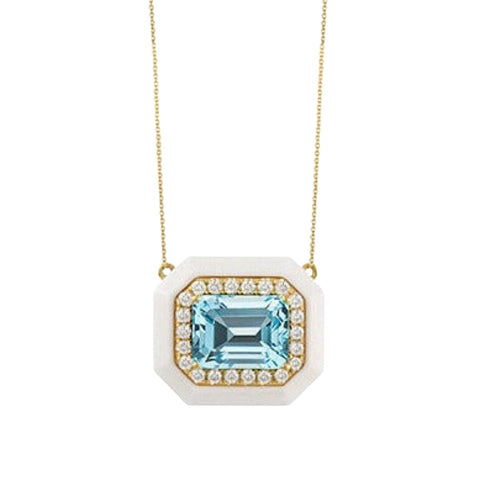 Mykonos 18K Yellow Gold Topaz Agate & Diamond Necklace