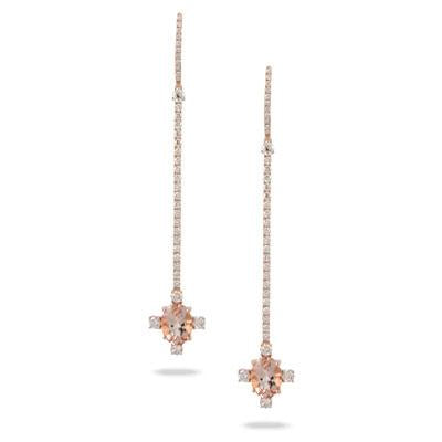 Doves Jewelry - ROSÉ 18K ROSE GOLD DIAMOND EARRING WITH MORGANITE | Manfredi Jewels