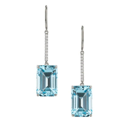 Doves Jewelry - Sky Blue 18K White Gold Topaz Diamond Drop Earrings | Manfredi Jewels
