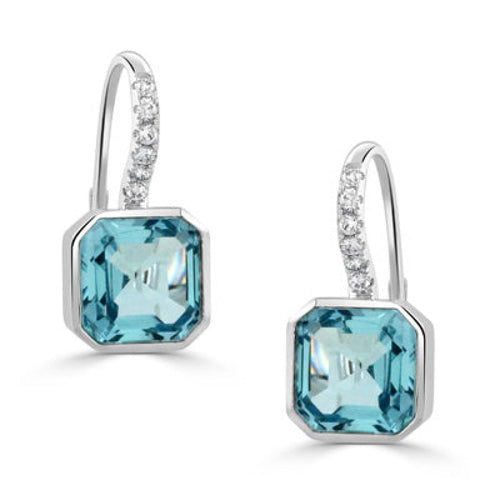 Doves Jewelry - Sky Blue 18K White Gold Topaz Diamond Earrings | Manfredi Jewels