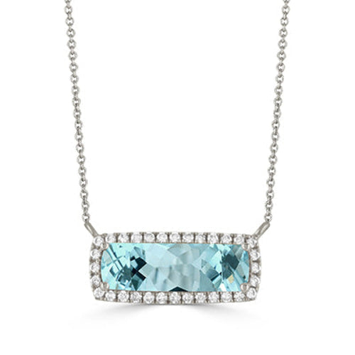 Doves Jewelry - Sky Blue 18K White Gold Topaz Diamond Necklace | Manfredi Jewels