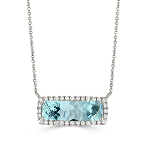 Sky Blue 18K White Gold Blue Topaz Diamond Necklace