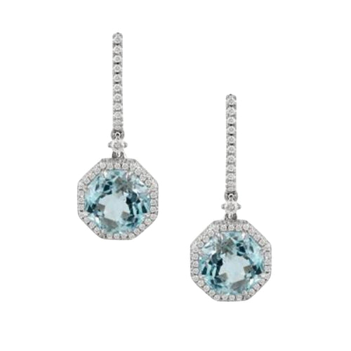 Doves Jewelry - Sky Blue 18K White Gold Topaz Halo Diamond Earring | Manfredi Jewels