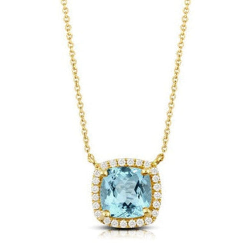 Doves Jewelry - Sky Blue 18K Yellow Gold Topaz Diamond Necklace | Manfredi Jewels