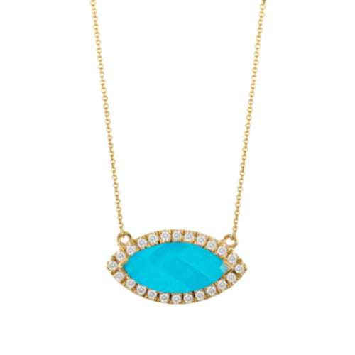 Doves Jewelry - St. Barths 18K Yellow Gold Quarts Over Turquoise Diamond Necklace | Manfredi Jewels