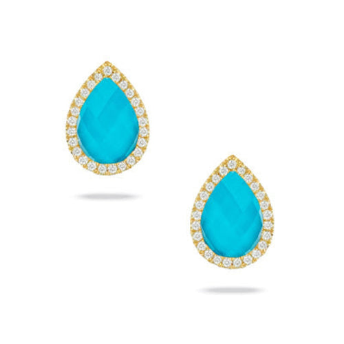 Doves Jewelry - St. Barths 18K Yellow Gold Quartz Over Turquoise Diamond Earring | Manfredi Jewels