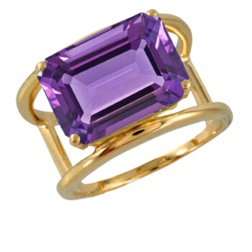 Doves Jewelry - Viola 18K Yellow Gold Purple Amethyst Ring | Manfredi Jewels