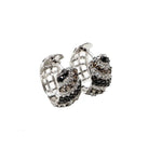 Estate Jewelry - 14K White Gold Black & Brown Diamond Huggies Earrings | Manfredi Jewels