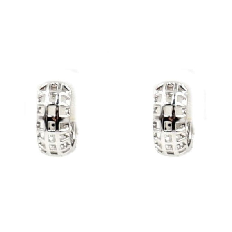 Estate Jewelry - 14K White Gold Black & Brown Diamond Huggies Earrings | Manfredi Jewels