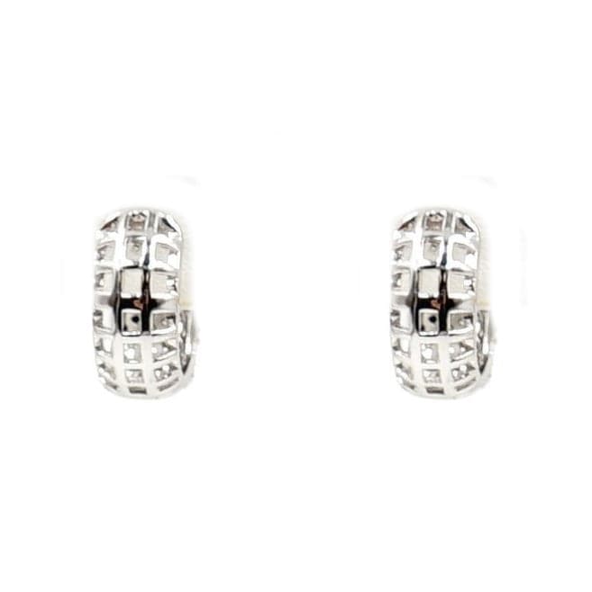 Estate Jewelry Estate Jewelry - 14K White Gold Black White & Brown Diamond Huggies Earrings | Manfredi Jewels