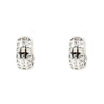 Estate Jewelry - 14K White Gold Black & Brown Diamond Huggies Earrings | Manfredi Jewels