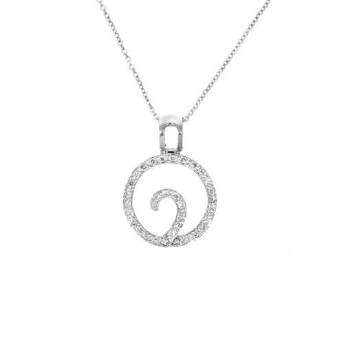 Estate Jewelry - 14K White Gold Diamond Circle Pendant | Manfredi Jewels