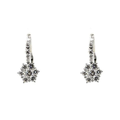 Estate Jewelry - 14K White Gold Flower Pavè Diamond Pendant Earrings | Manfredi Jewels