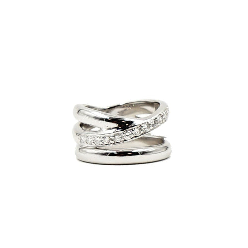 Estate Jewelry - 14K White Gold Pavè Diamond Ring | Manfredi Jewels