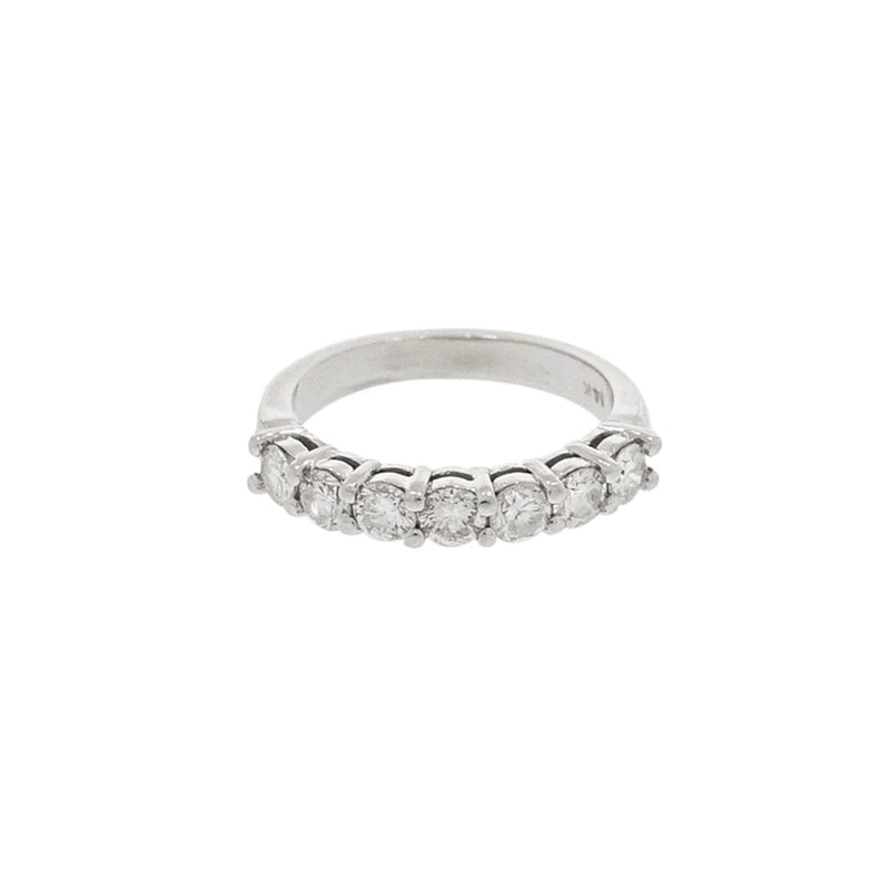 Estate Jewelry - 14K White Gold Seven Diamond Band RIng | Manfredi Jewels