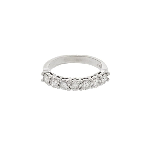 14K White Gold Seven Diamond Band RIng