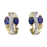 Estate Jewelry - 14K Yellow and White Gold Tanzanite & Pavè Diamond Earrings | Manfredi Jewels