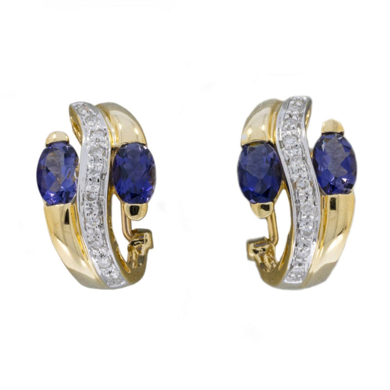 Estate Jewelry - 14K Yellow and White Gold Tanzanite & Pavè Diamond Earrings | Manfredi Jewels