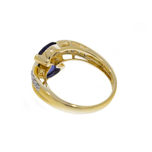 Estate Jewelry - 14K Yellow and White Gold Tanzanite & Pavè Diamond Ring | Manfredi Jewels