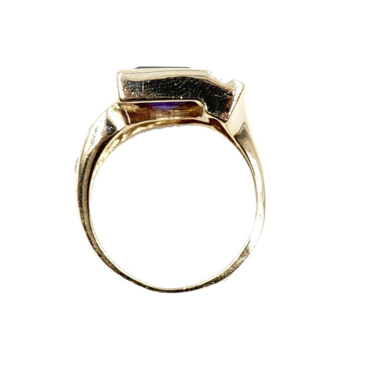 Estate Jewelry Estate Jewelry - 14K Yellow Gold Diamond Half Moon Garnet Ring | Manfredi Jewels