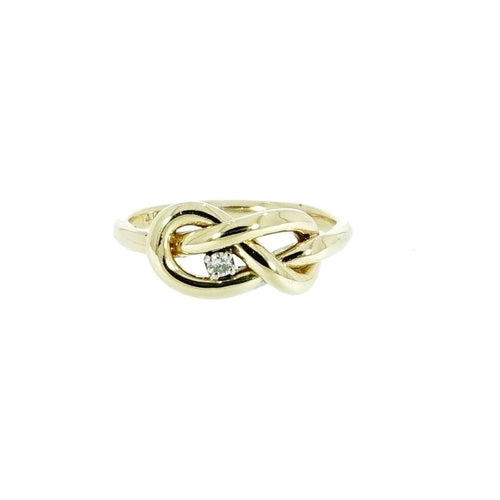 Estate Jewelry - 14K Yellow Gold Diamond Knot Ring | Manfredi Jewels