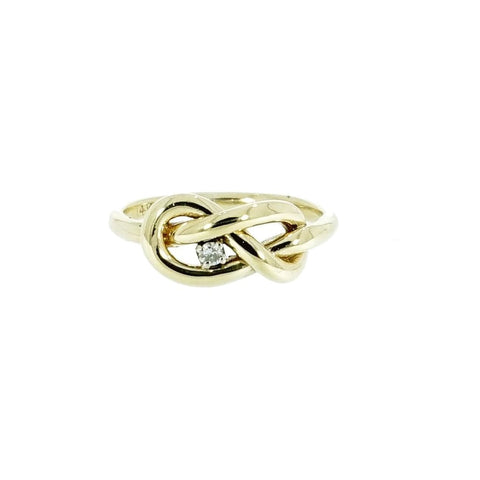 14K Yellow Gold Diamond Knot Ring
