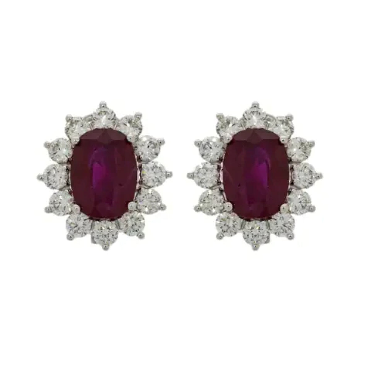 Estate Jewelry Estate Jewelry - 18K WG Ruby & Diamond Earrings | Manfredi Jewels