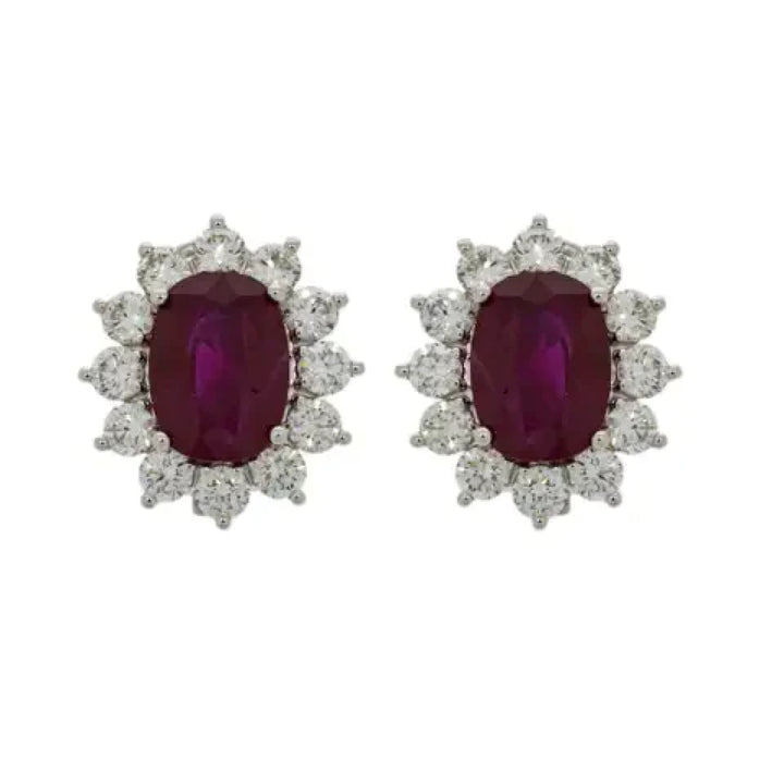 Estate Jewelry Estate Jewelry - 18K WG Ruby & Diamond Earrings | Manfredi Jewels