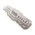 Estate Jewelry - 18K White Gold Sapphire & Diamond Bar Brooch | Manfredi Jewels