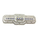 Estate Jewelry - 18K White Gold Sapphire & Diamond Bar Brooch | Manfredi Jewels