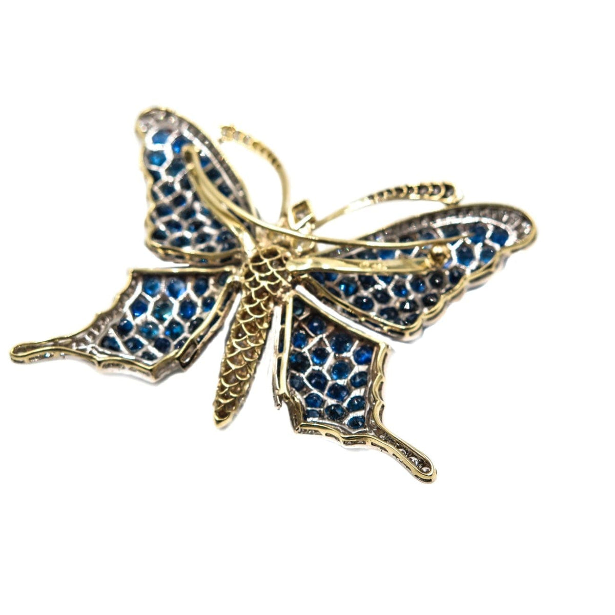 Estate Jewelry Estate Jewelry - 18K Yellow and White Gold Sapphire & Diamond Butterfly Brooch | Manfredi Jewels