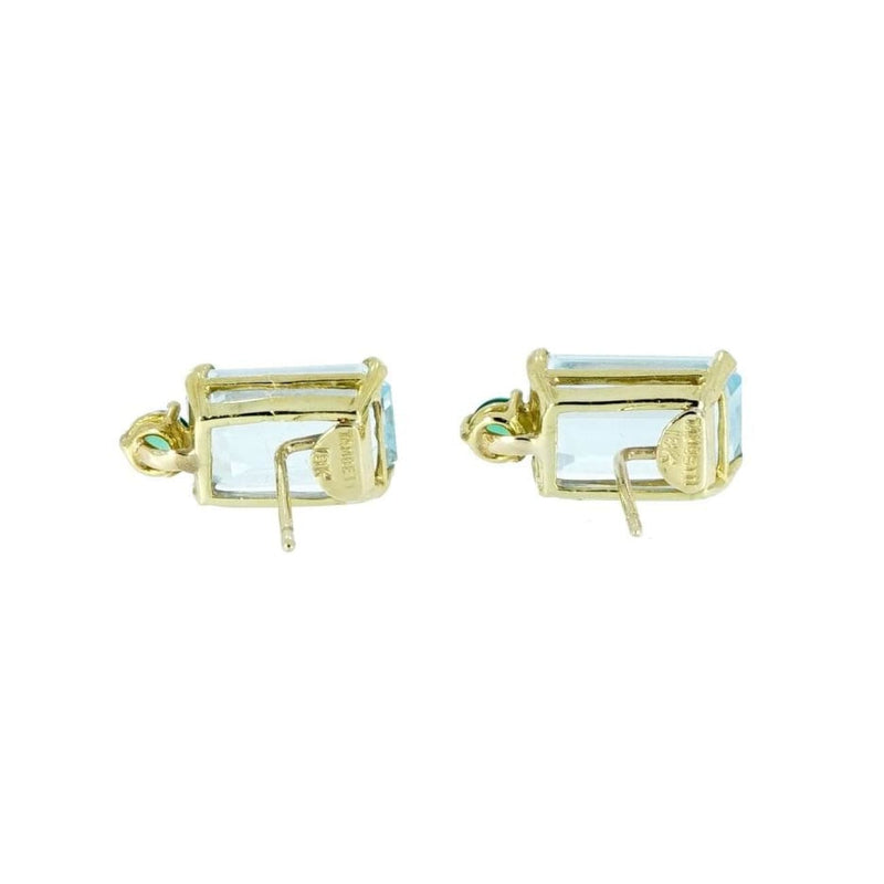 Estate Jewelry Estate Jewelry - 18K Yellow Gold Blue Topaz Emerald Earrings | Manfredi Jewels