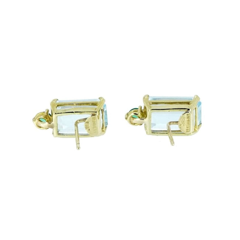 Estate Jewelry - 18K Yellow Gold Blue Topaz Emerald Earrings | Manfredi Jewels