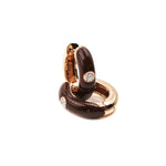 Estate Jewelry - 18K Yellow Gold Chocolate Brown Enamel Diamond Hoop Earrings | Manfredi Jewels