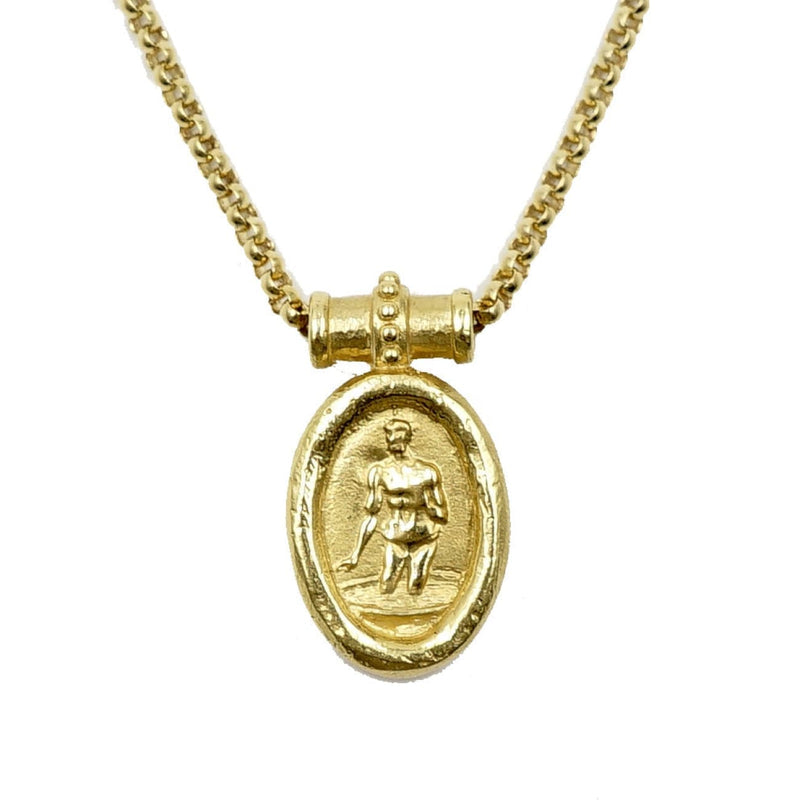 Estate Jewelry - 18K Yellow Gold Oval Medallion Pendant Necklace | Manfredi Jewels