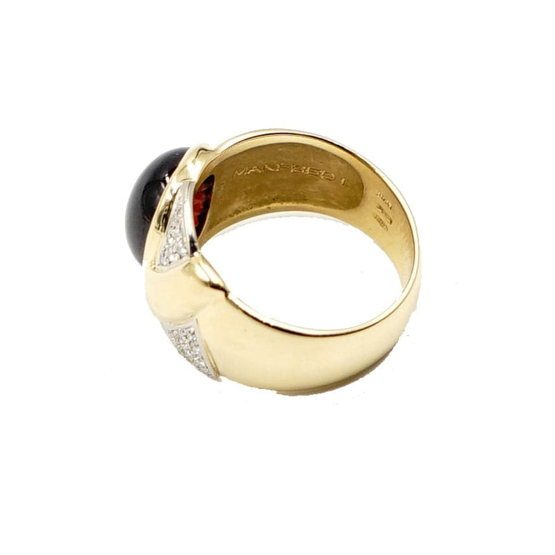 Estate Jewelry - 18k Yellow Gold Oval Rhodolite Diamond Ring | Manfredi Jewels