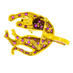Estate Jewelry - 18K Yellow Gold Panther Sapphires Emerlads & Diamond Pendant | Manfredi Jewels