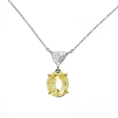 18K Yellow Gold Platinum Sapphire and Diamond Necklace