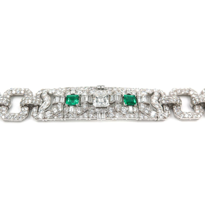 Estate Jewelry - 1920’s Art Deco Emerald & Diamond Bracelet | Manfredi Jewels